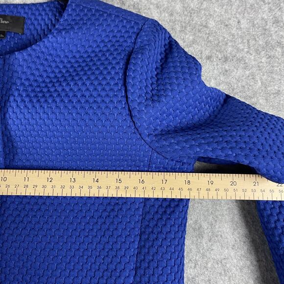 J Crew Portfolio Blazer Jacket Womens 4 Blue Matelasse Stretch Textured Classic - Picture 8 of 15